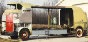 Futurliner with sides off and body work beginning
